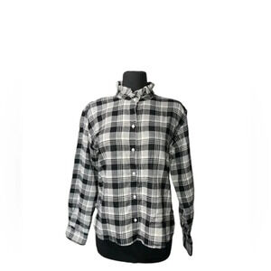 Banana Republic Plaid Button down Long sleeve Shirt Black & White
